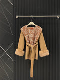 Hermès Old Money Style Detachable Fur Sleeve Wool Coat