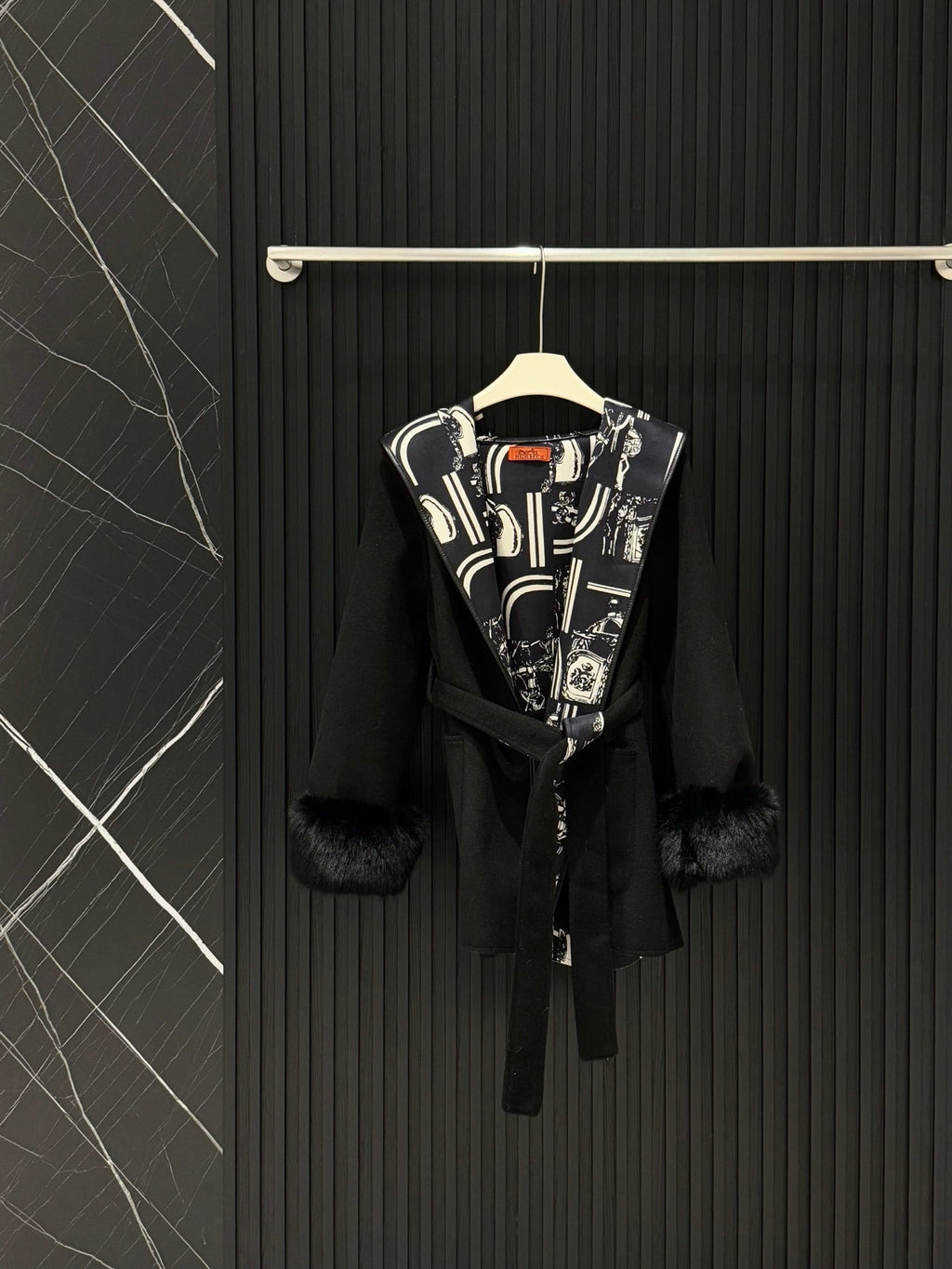 Hermès Old Money Detachable Faux Fur Sleeve Coat