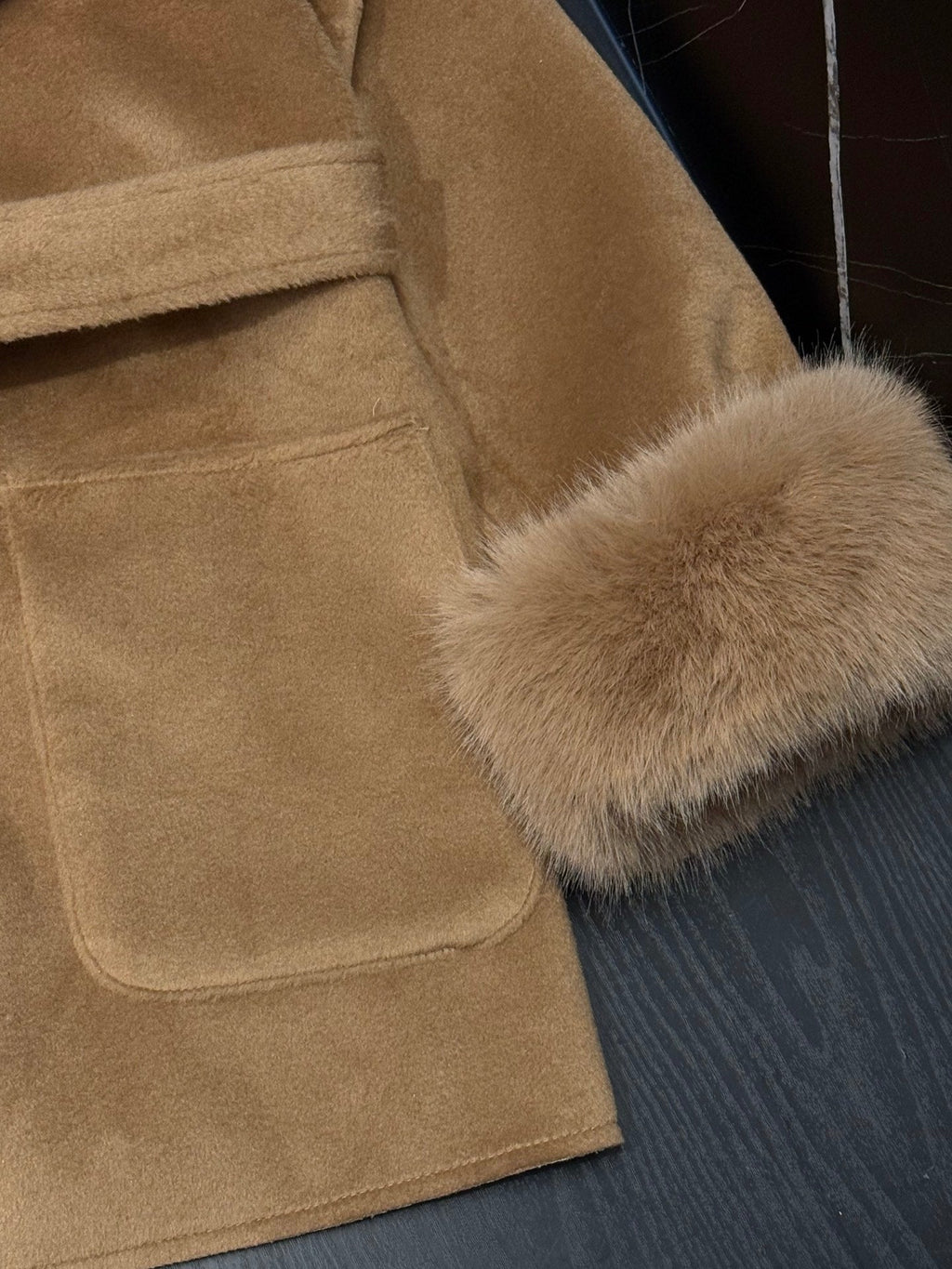 Hermès Old Money Detachable Faux Fur Sleeve Coat