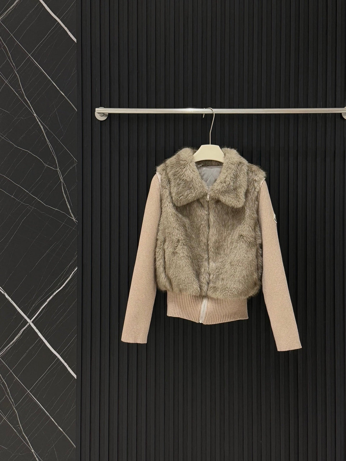 Moncler Convertible Faux Fur Jacket