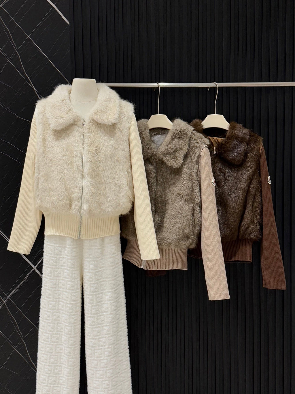 Moncler Convertible Faux Fur Jacket