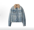 Miu Miu Washed Lambswool Embroidered Denim Jacket