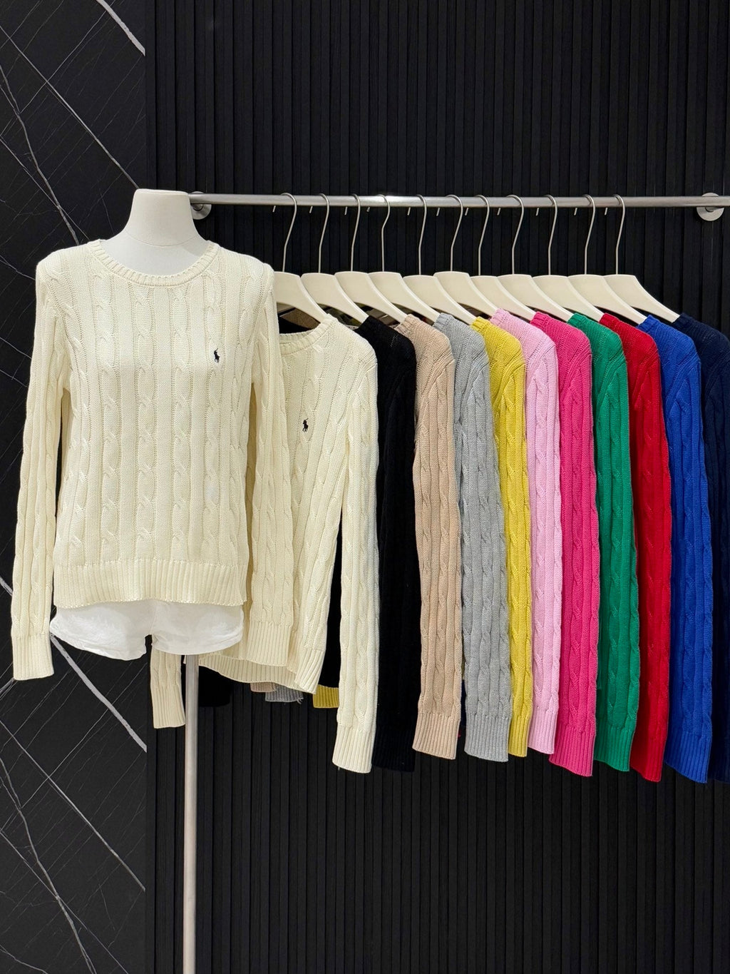 Ralph Lauren Cable Knit Polo Sweater