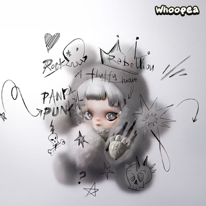 POP MART θ SKULLPANDA Punk Panda Plush Doll (PRE-ORDER）