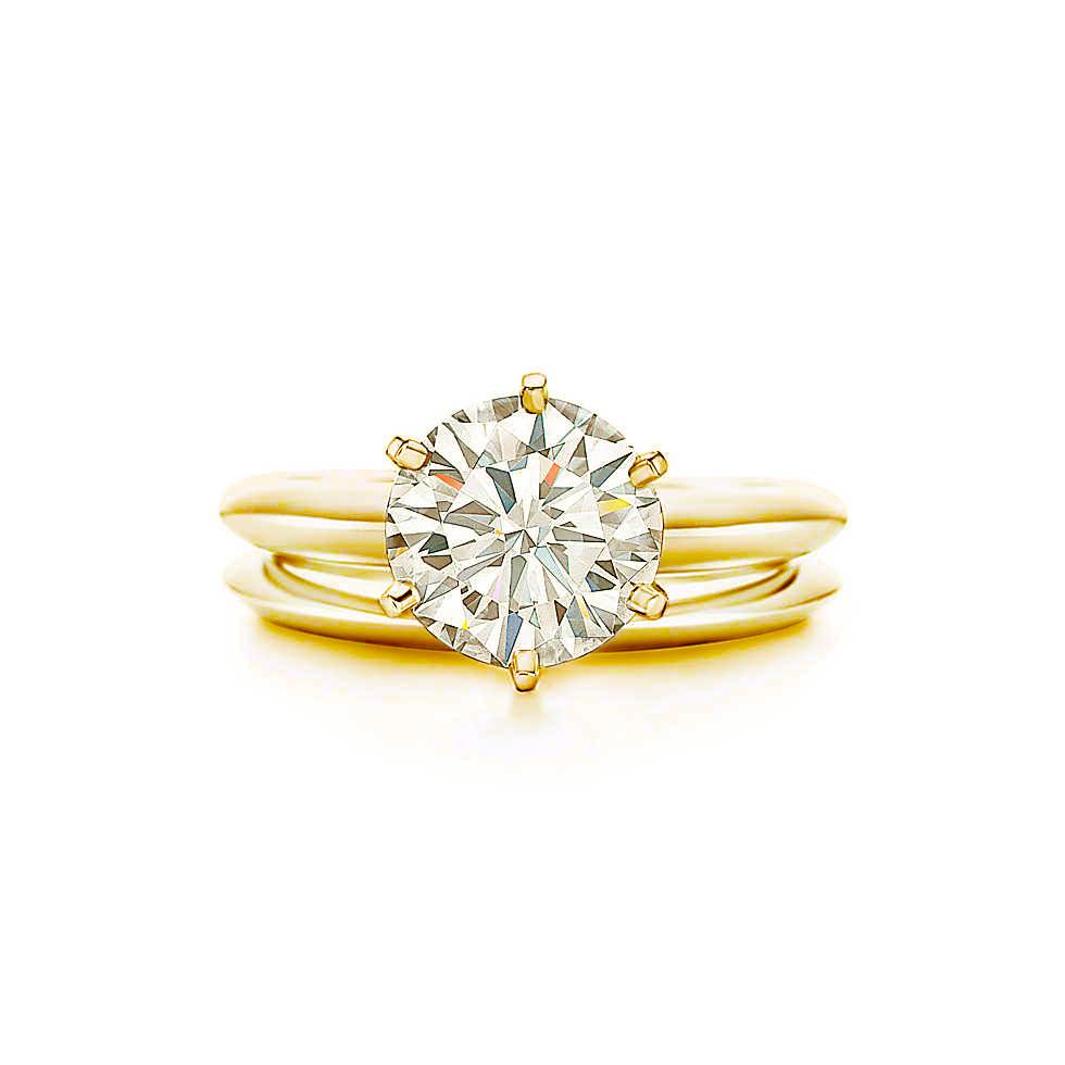 18K Yellow Gold  Six Prong Solitaire CVD Diamond Ring