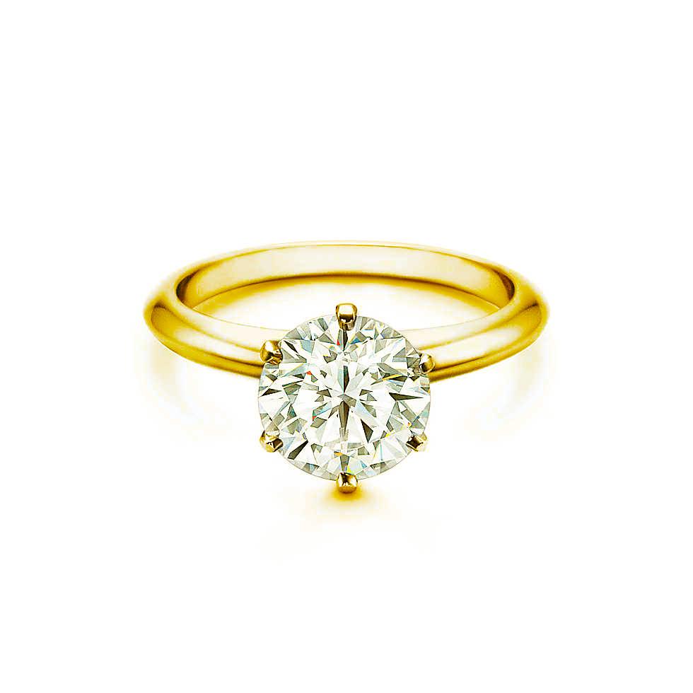 18K Yellow Gold  Six Prong Solitaire CVD Diamond Ring