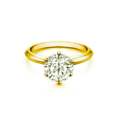 18K Yellow Gold  Six Prong Solitaire CVD Diamond Ring