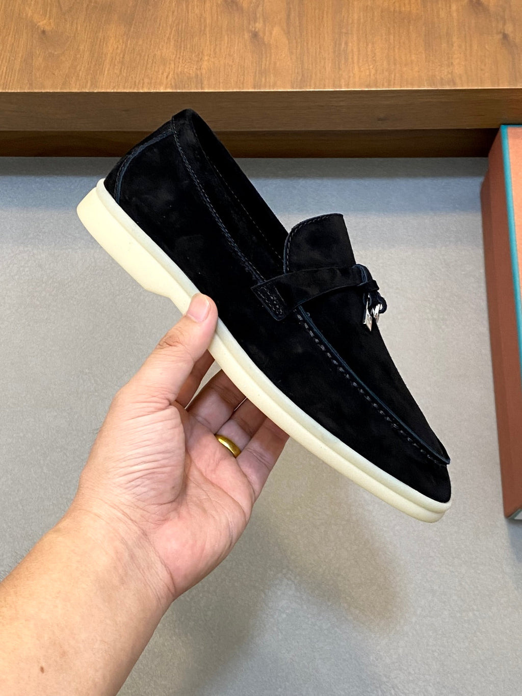 Loro Piana Suede Leather Slip-On Loafers