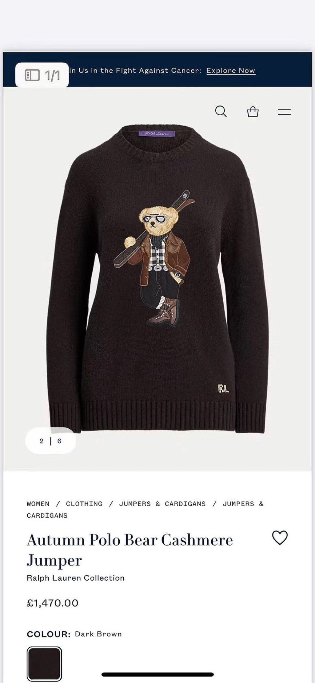 Ralph Lauren Polo Bear Cashmere Wool Knit Sweater