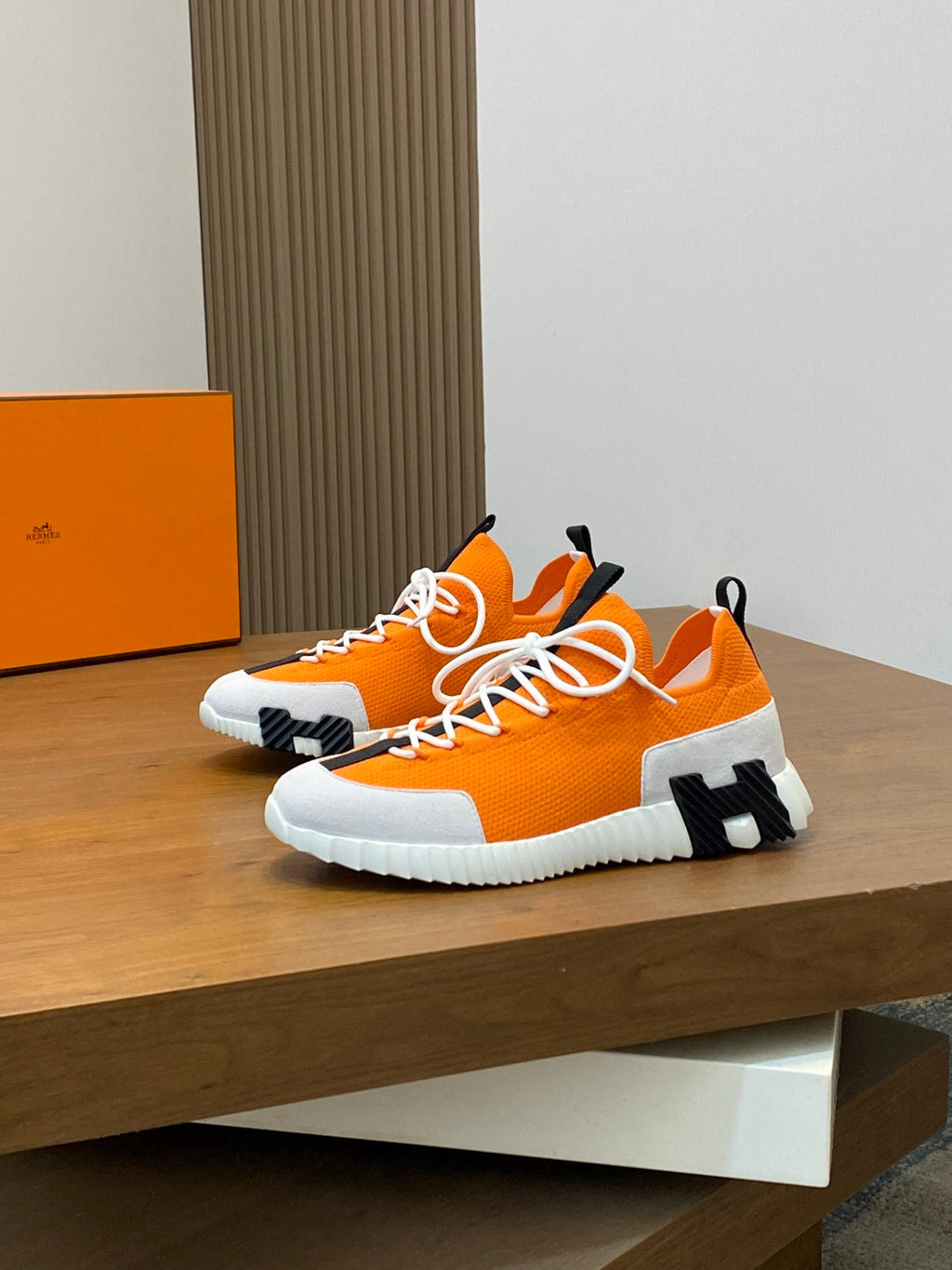 Hermès Suede and Denim Canvas Sneakers