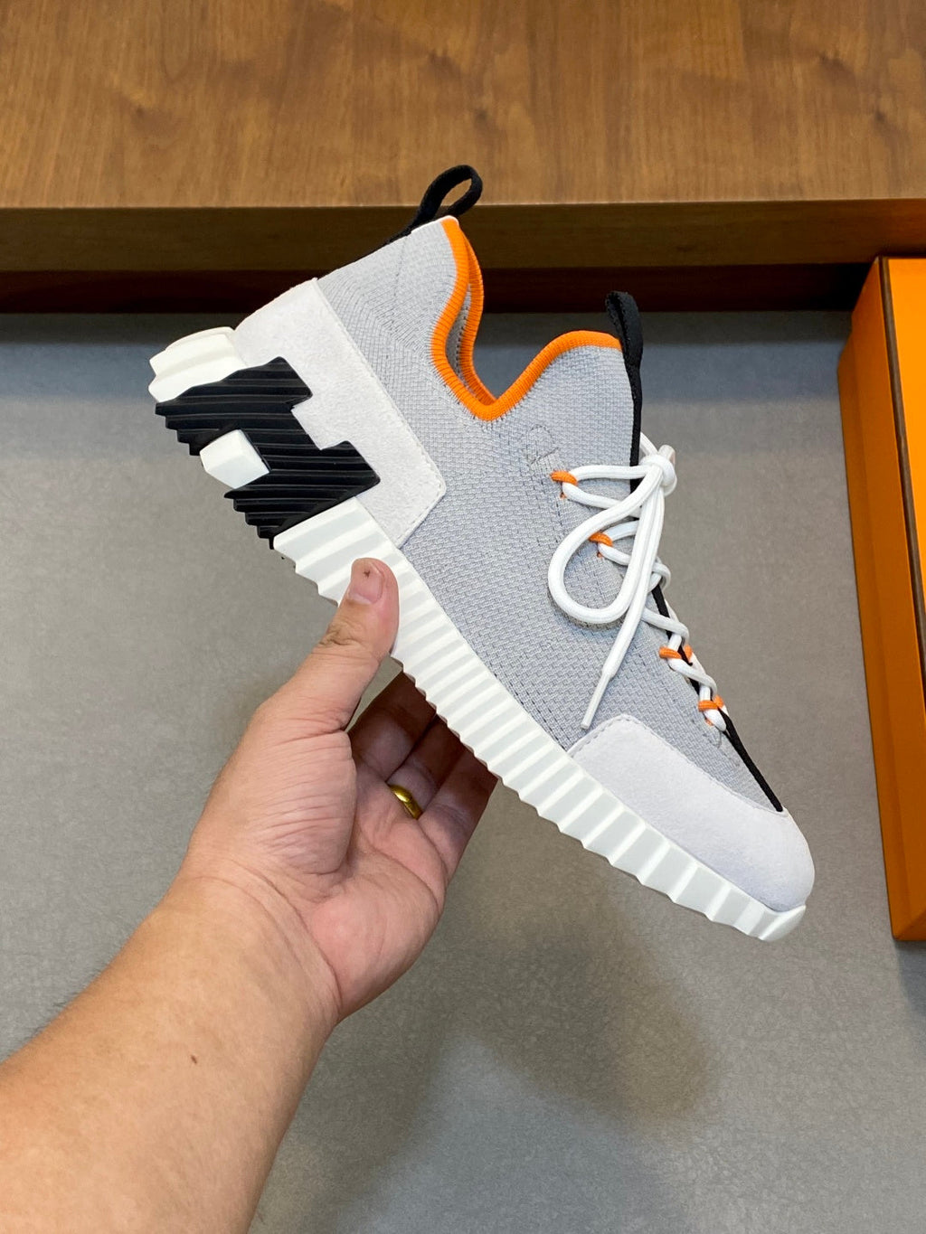 Hermès Suede and Denim Canvas Sneakers