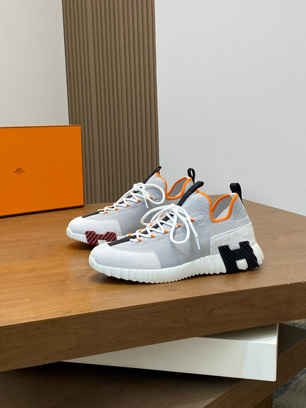 Hermès Suede and Denim Canvas Sneakers