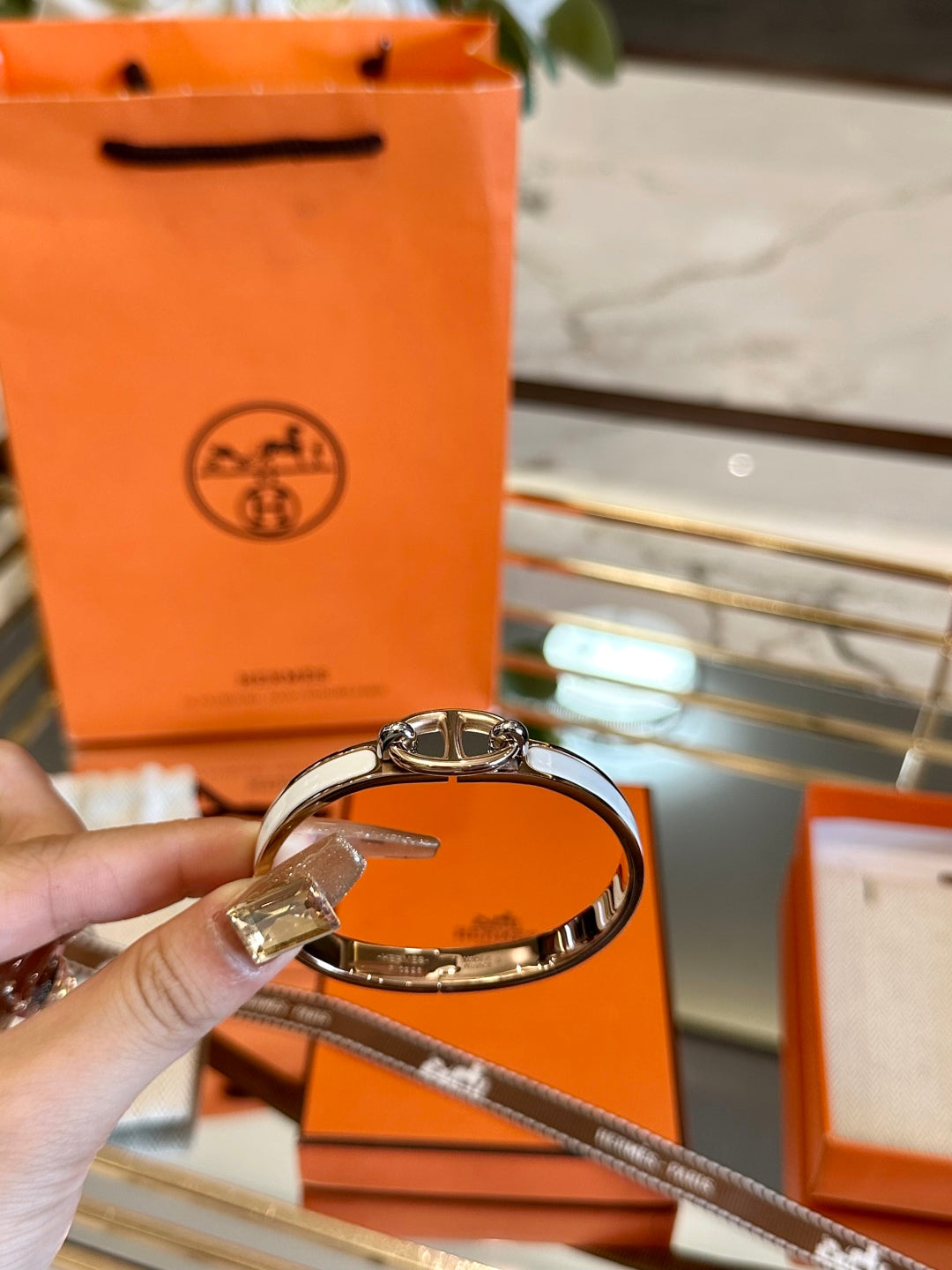 Hermès Pig Nose Enamel Bracelet