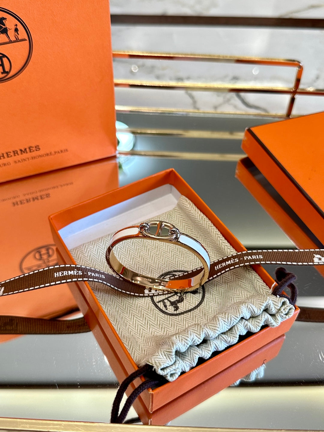Hermès Pig Nose Enamel Bracelet