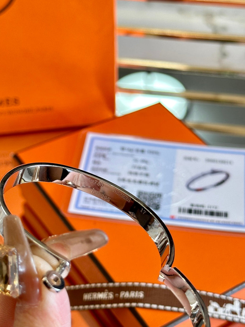 Hermès Enamel 18K Gold Plated Sterling Silver Bracelet