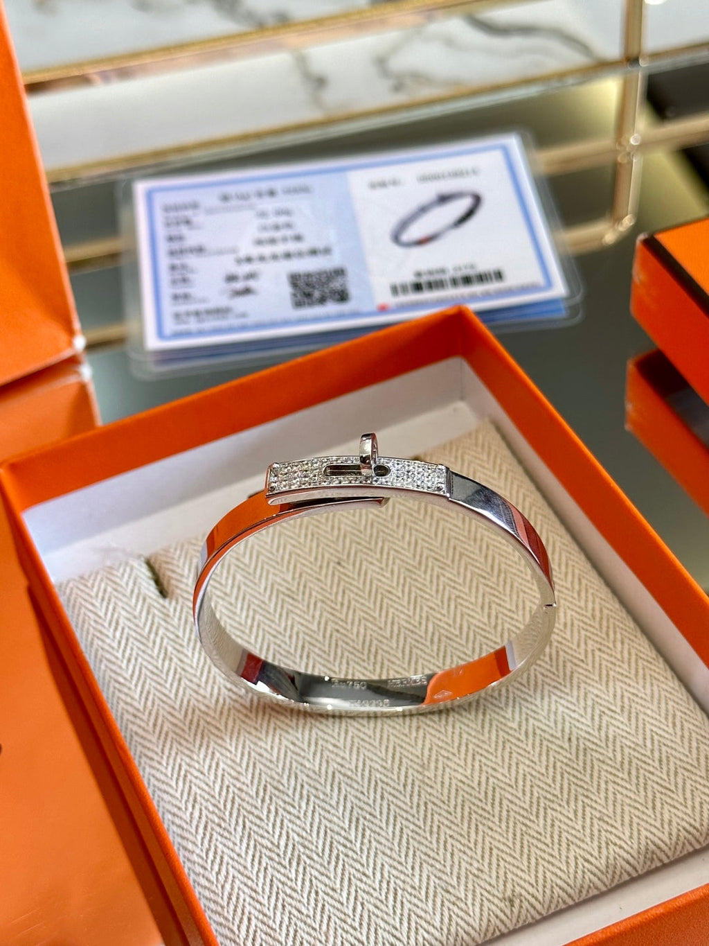 Hermès Enamel 18K Gold Plated Sterling Silver Bracelet