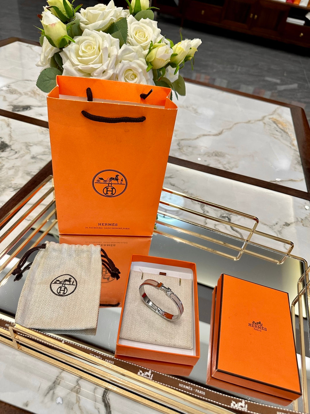 Hermès H-Letter Oval Series Bracelet