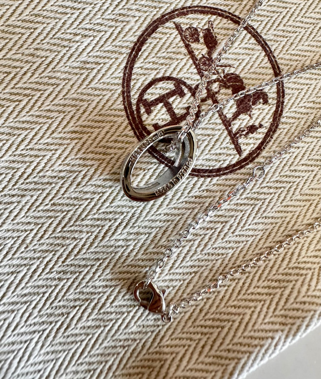 Hermès H-Letter Oval Enamel Necklace