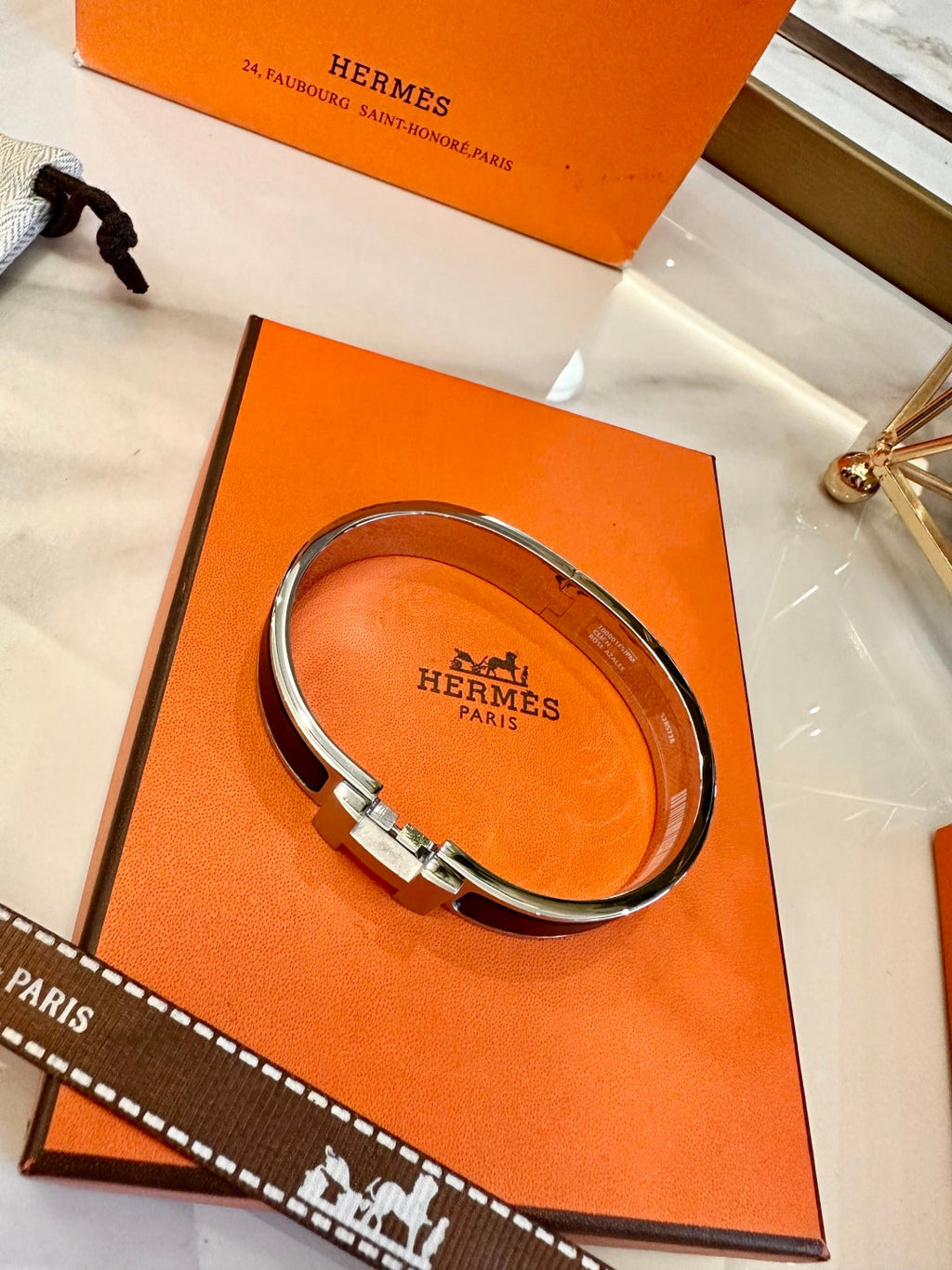 Hermès H-Letter Oval Enamel Bracelet – 2024 Collection