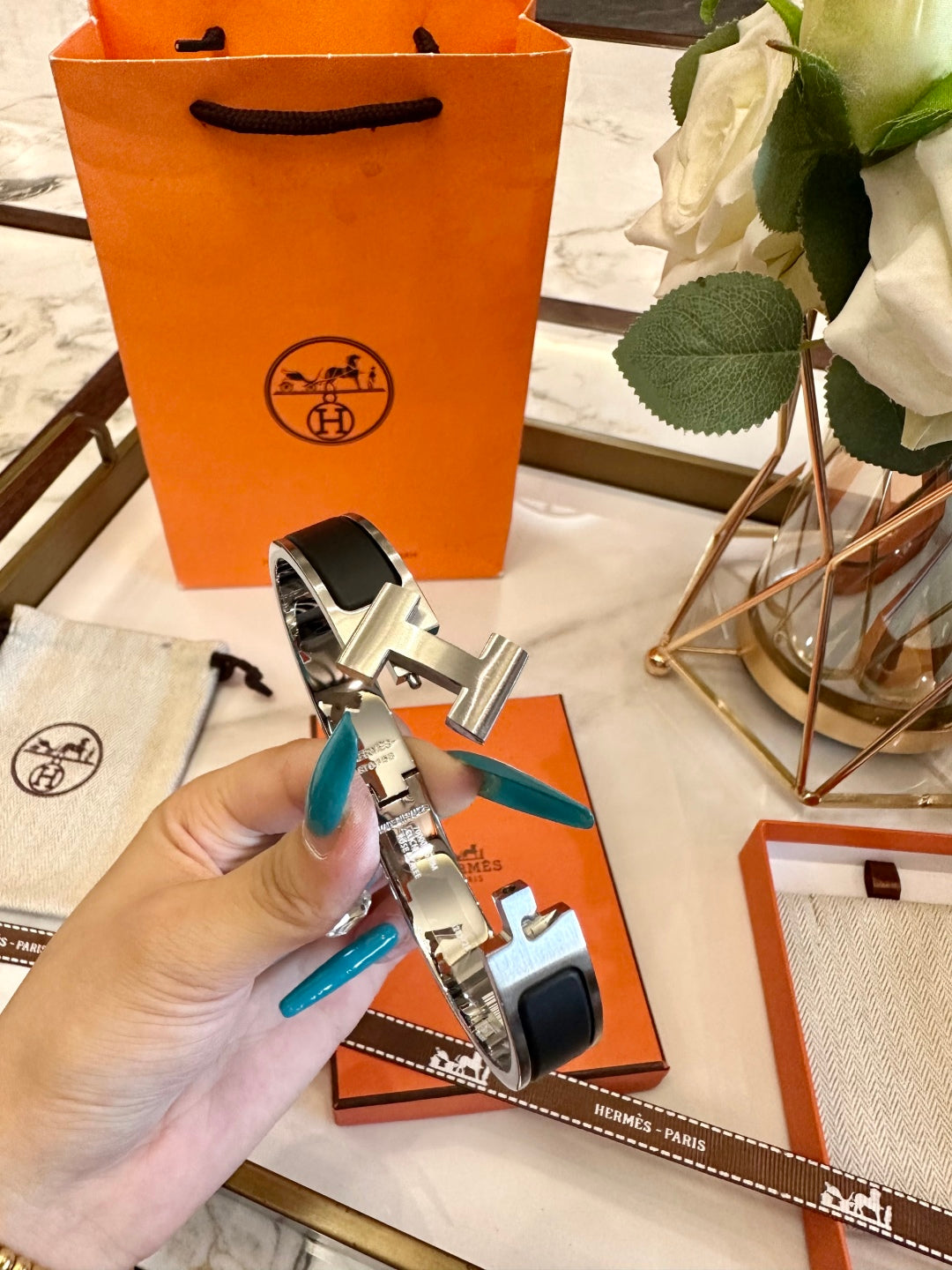 Hermès H-Letter Oval Enamel Bracelet – 2024 Collection