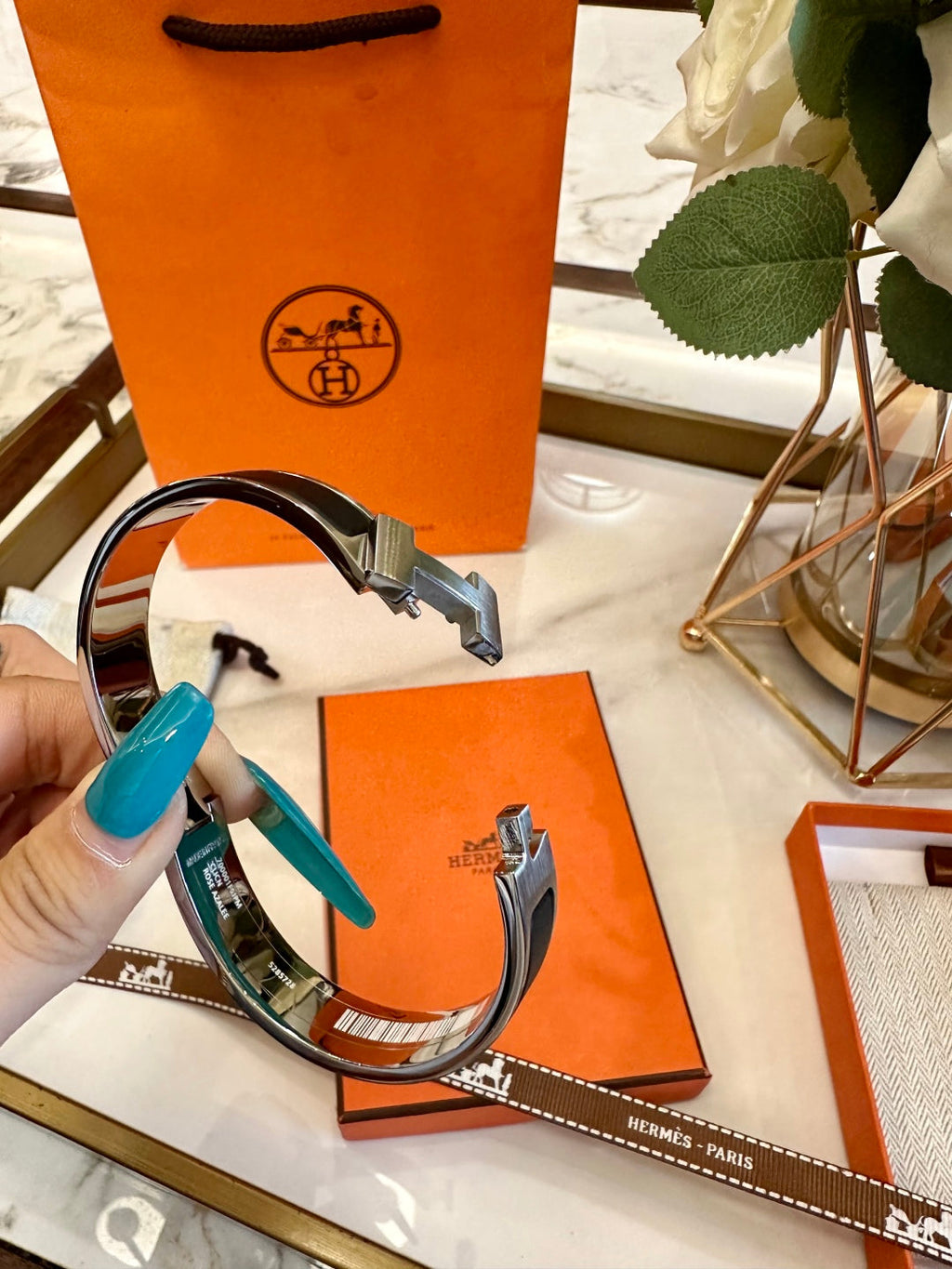 Hermès H-Letter Oval Enamel Bracelet – 2024 Collection