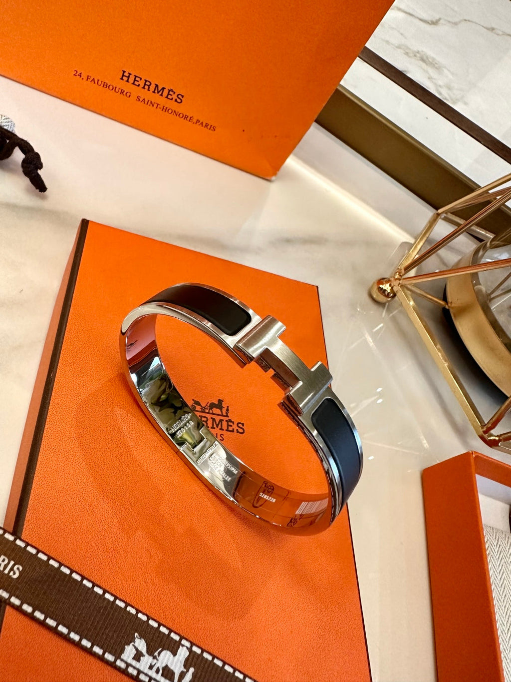 Hermès H-Letter Oval Enamel Bracelet – 2024 Collection