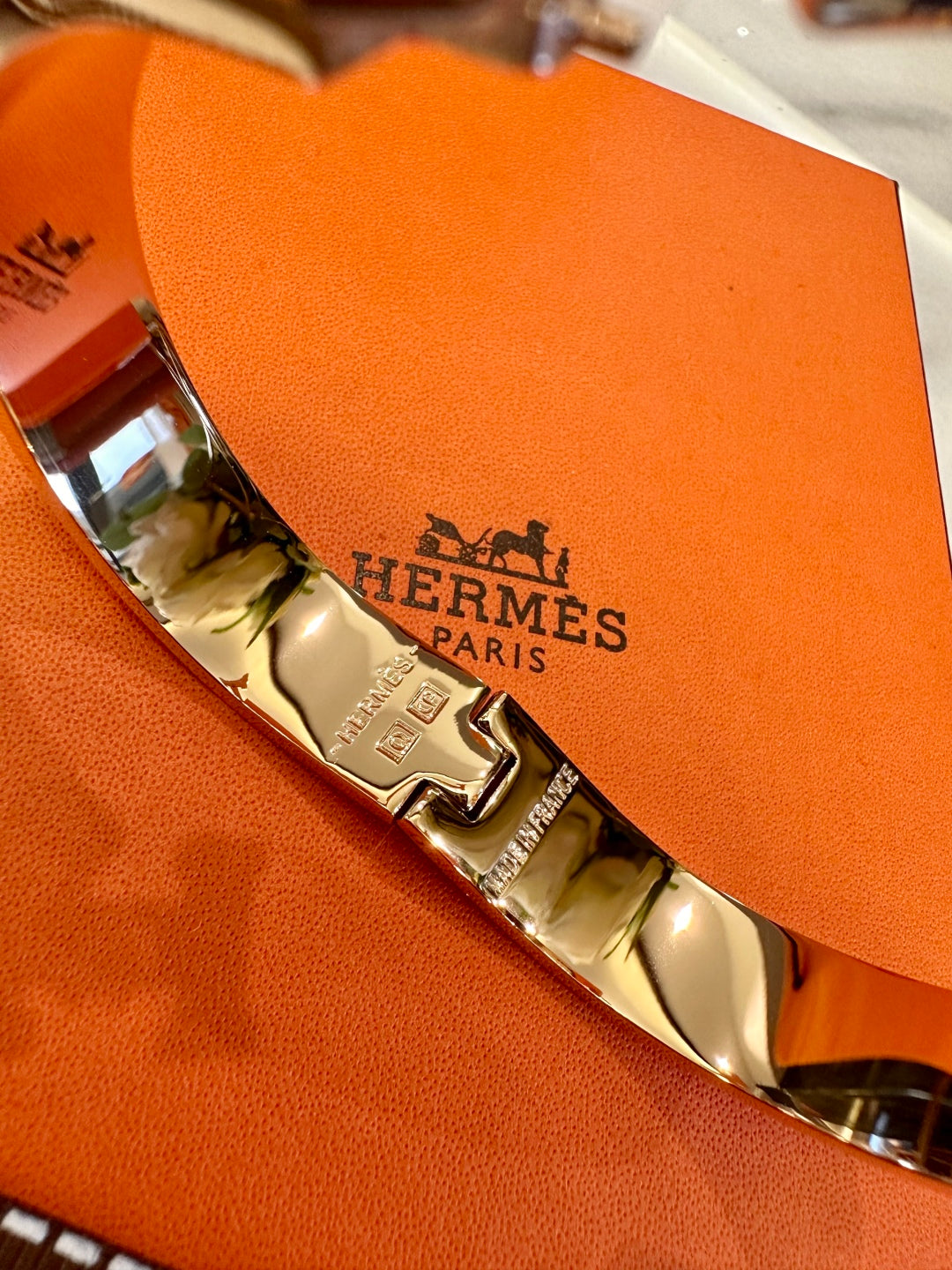 Hermès H-Letter Oval Enamel Bracelet