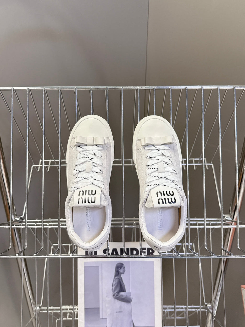 Miu Miu Distressed Retro Double Lace Sneakers