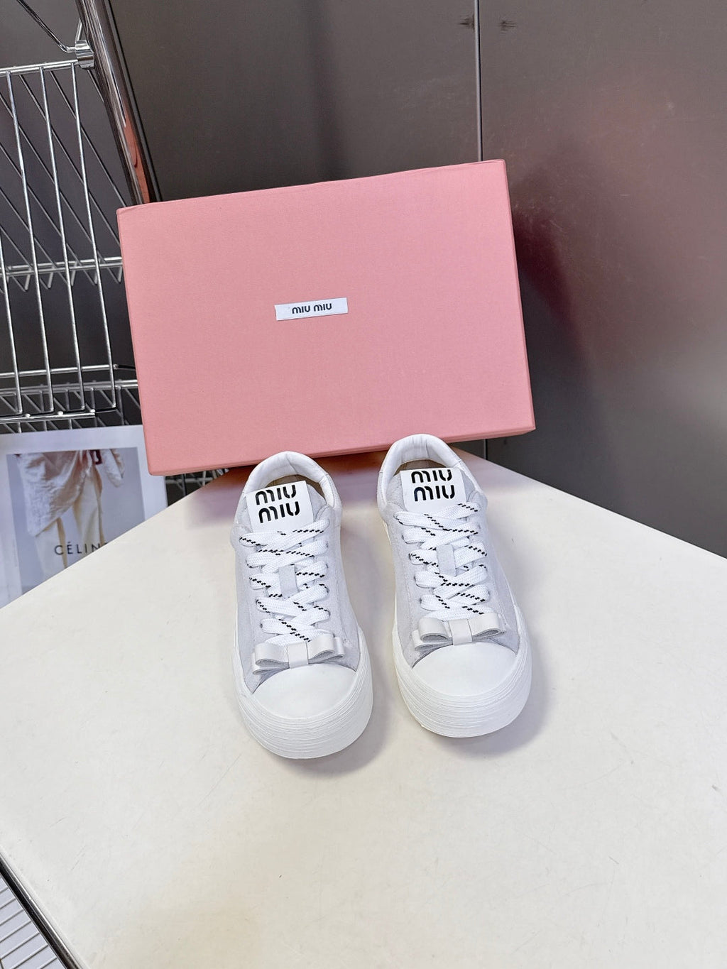 Miu Miu Distressed Retro Double Lace Sneakers