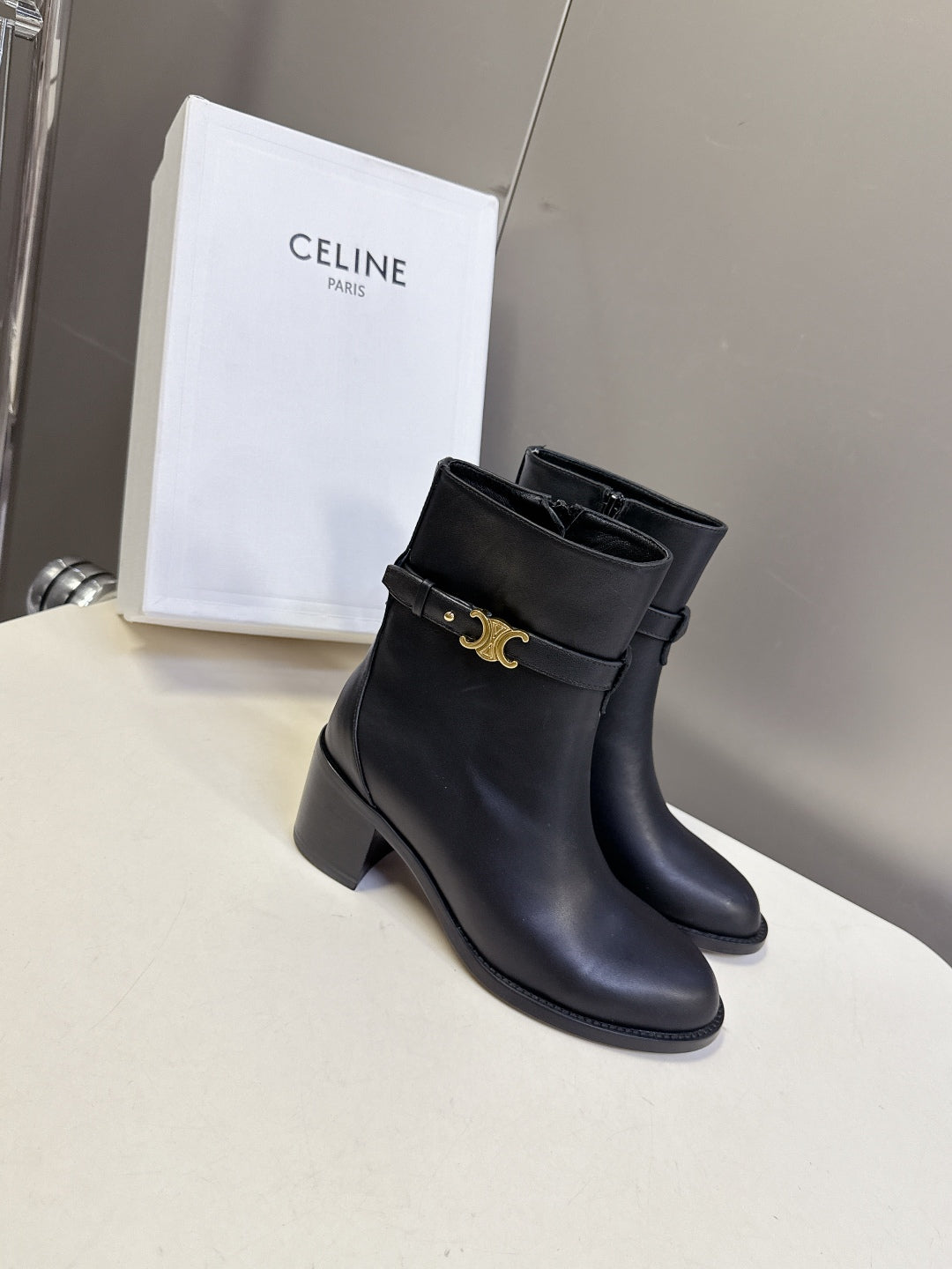Celine Retro Triomphe Chunky Heel Ankle Boots – Autumn/Winter