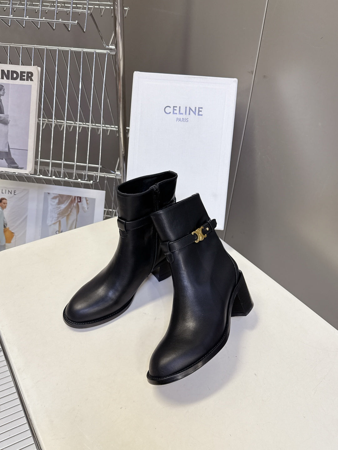 Celine Retro Triomphe Chunky Heel Ankle Boots – Autumn/Winter