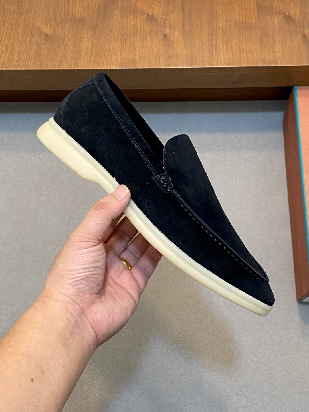 Loro Piana Suede Leather Slip-On Loafers