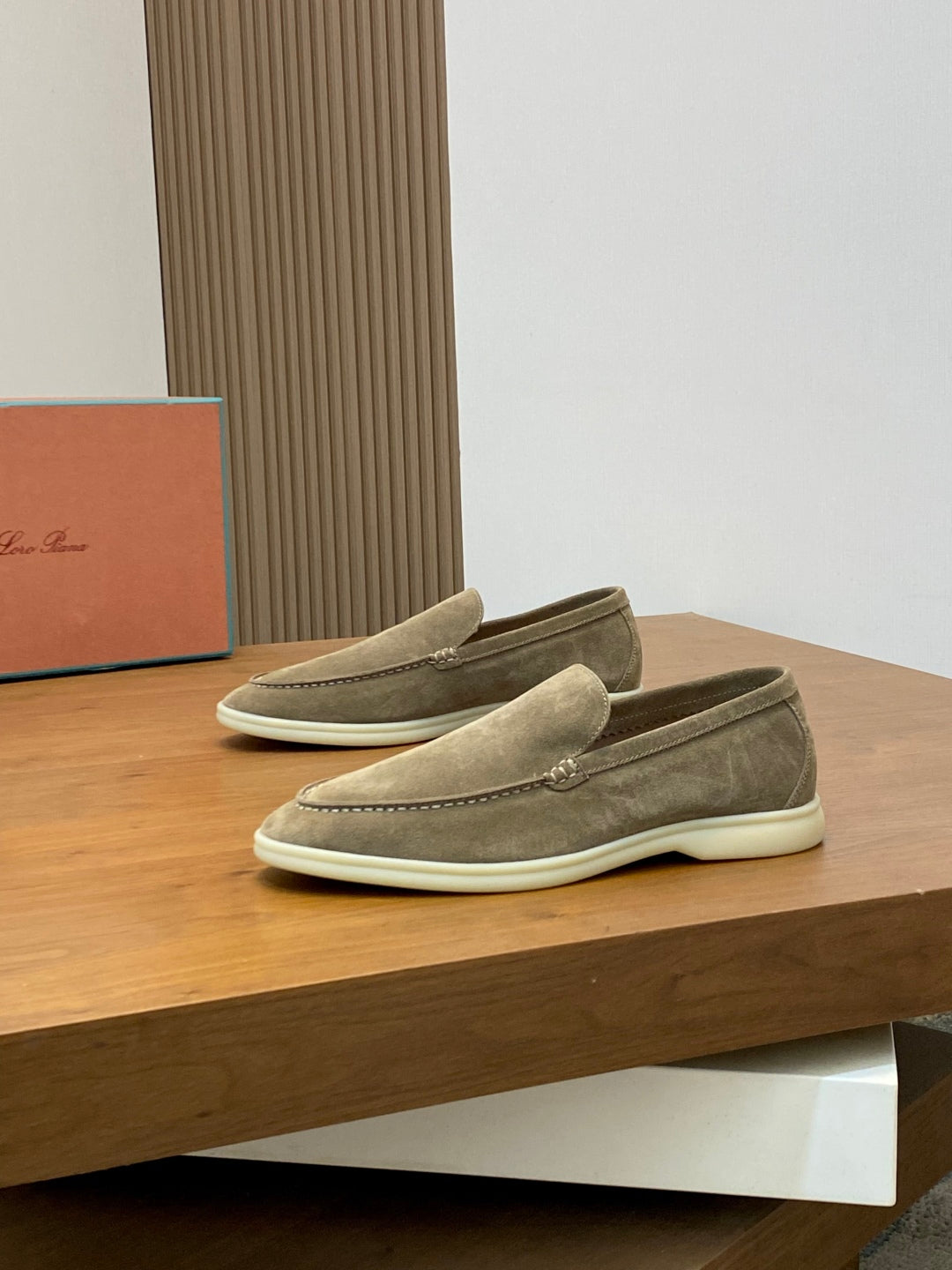Loro Piana Suede Leather Slip-On Loafers