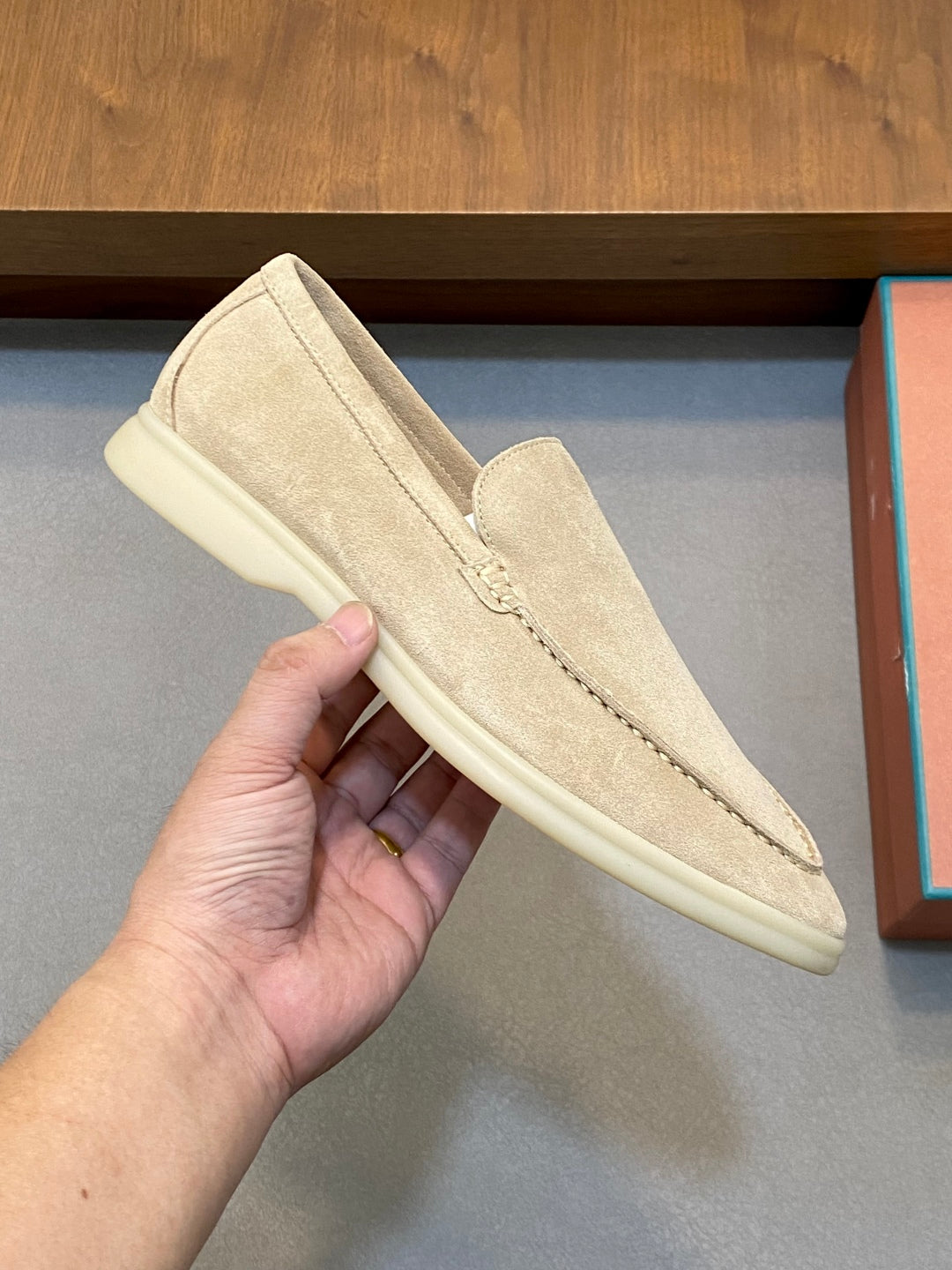 Loro Piana Suede Leather Slip-On Loafers