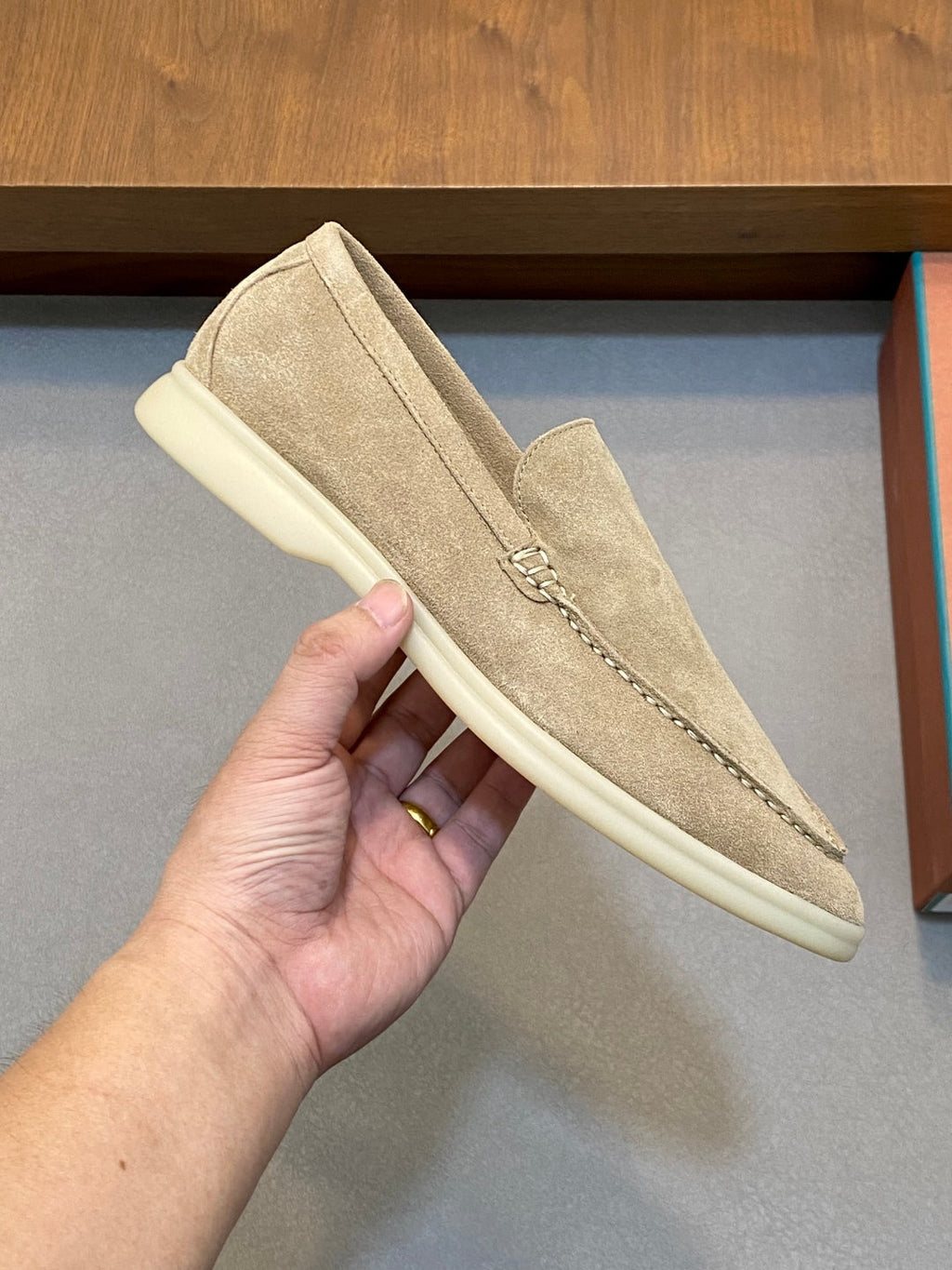 Loro Piana Suede Leather Slip-On Loafers