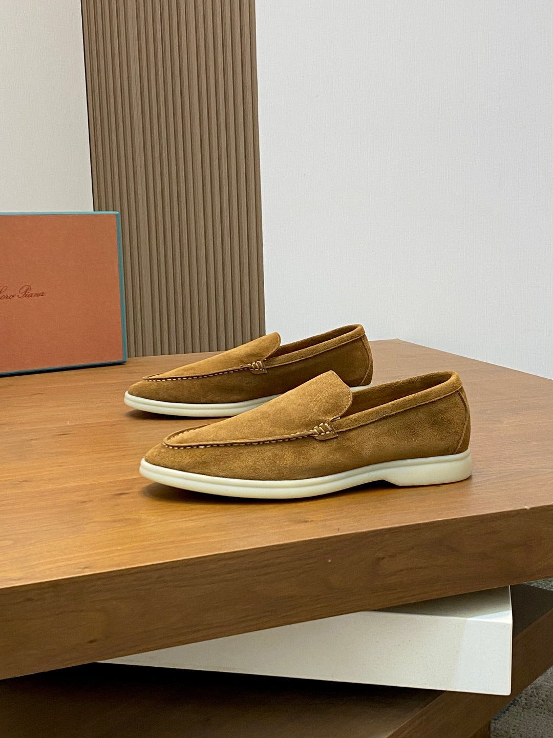 Loro Piana Suede Leather Slip-On Loafers