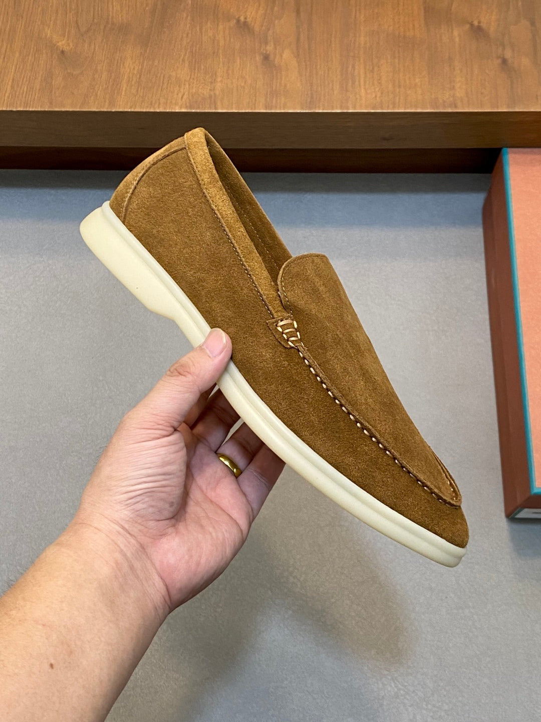 Loro Piana Suede Leather Slip-On Loafers