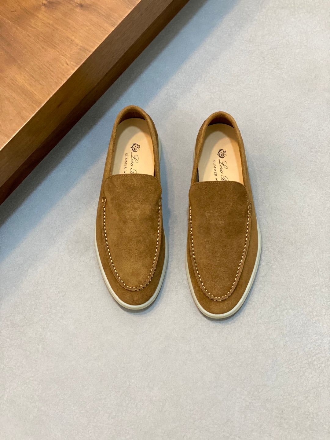 Loro Piana Suede Leather Slip-On Loafers