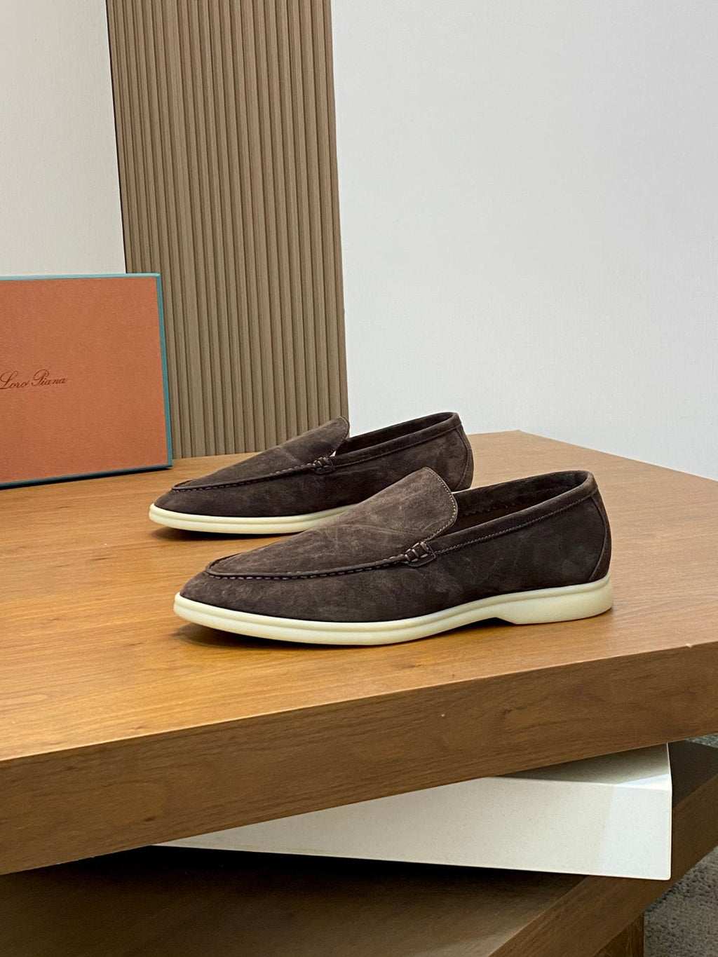 Loro Piana Suede Leather Slip-On Loafers