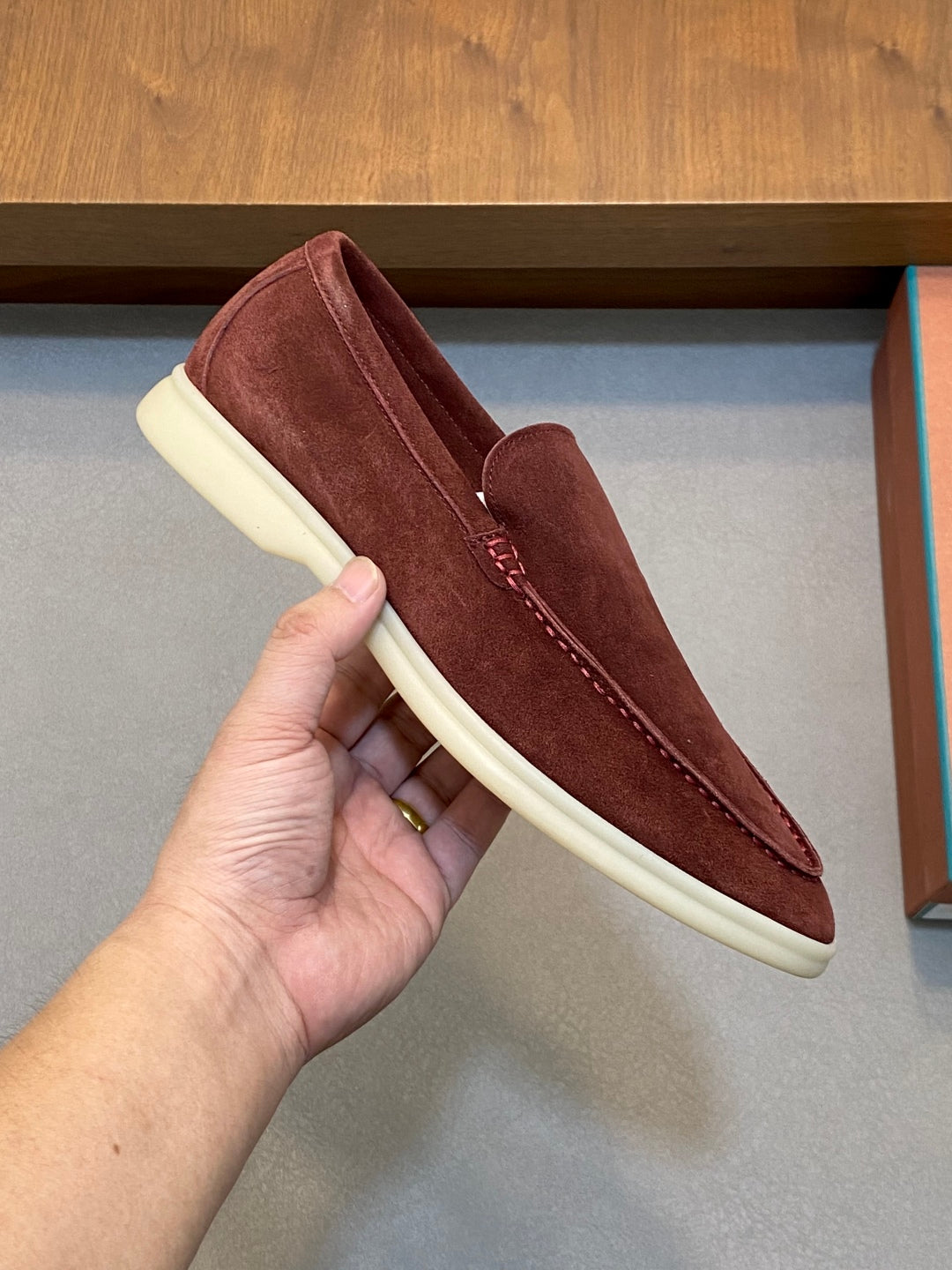 Loro Piana Suede Leather Slip-On Loafers