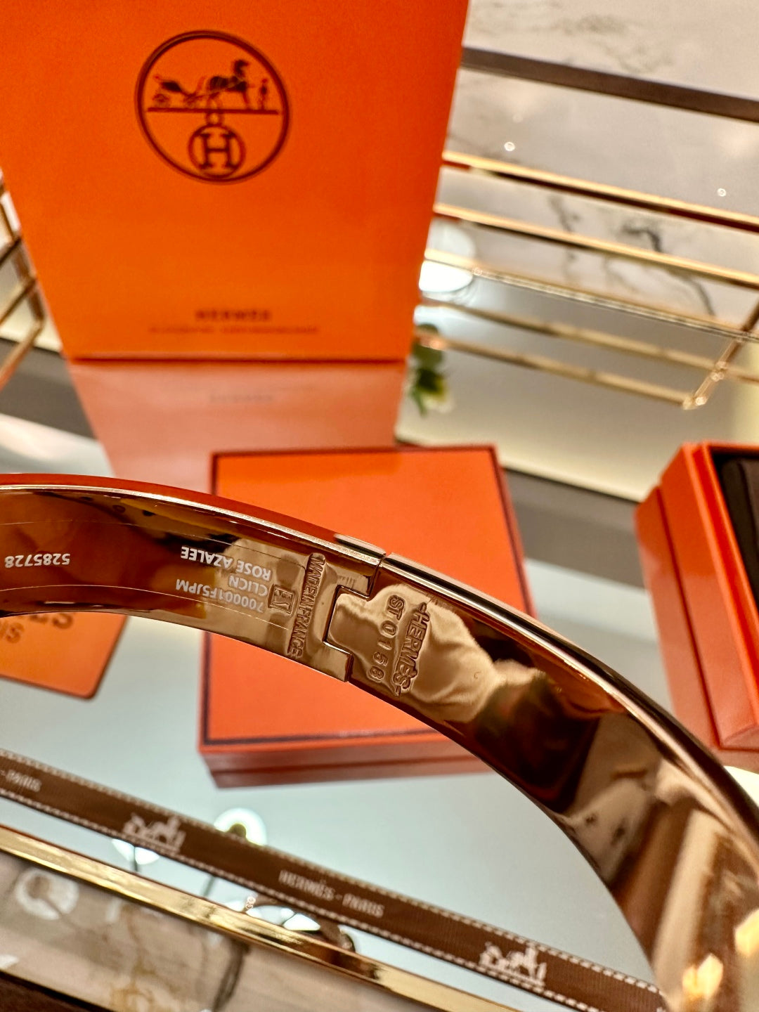 Hermès H-Letter Oval Enamel Bracelet