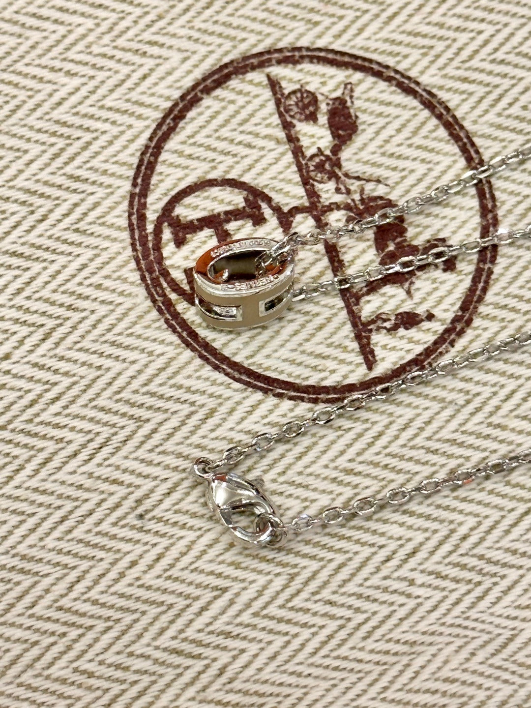 Hermès H-Letter Oval Enamel Necklace