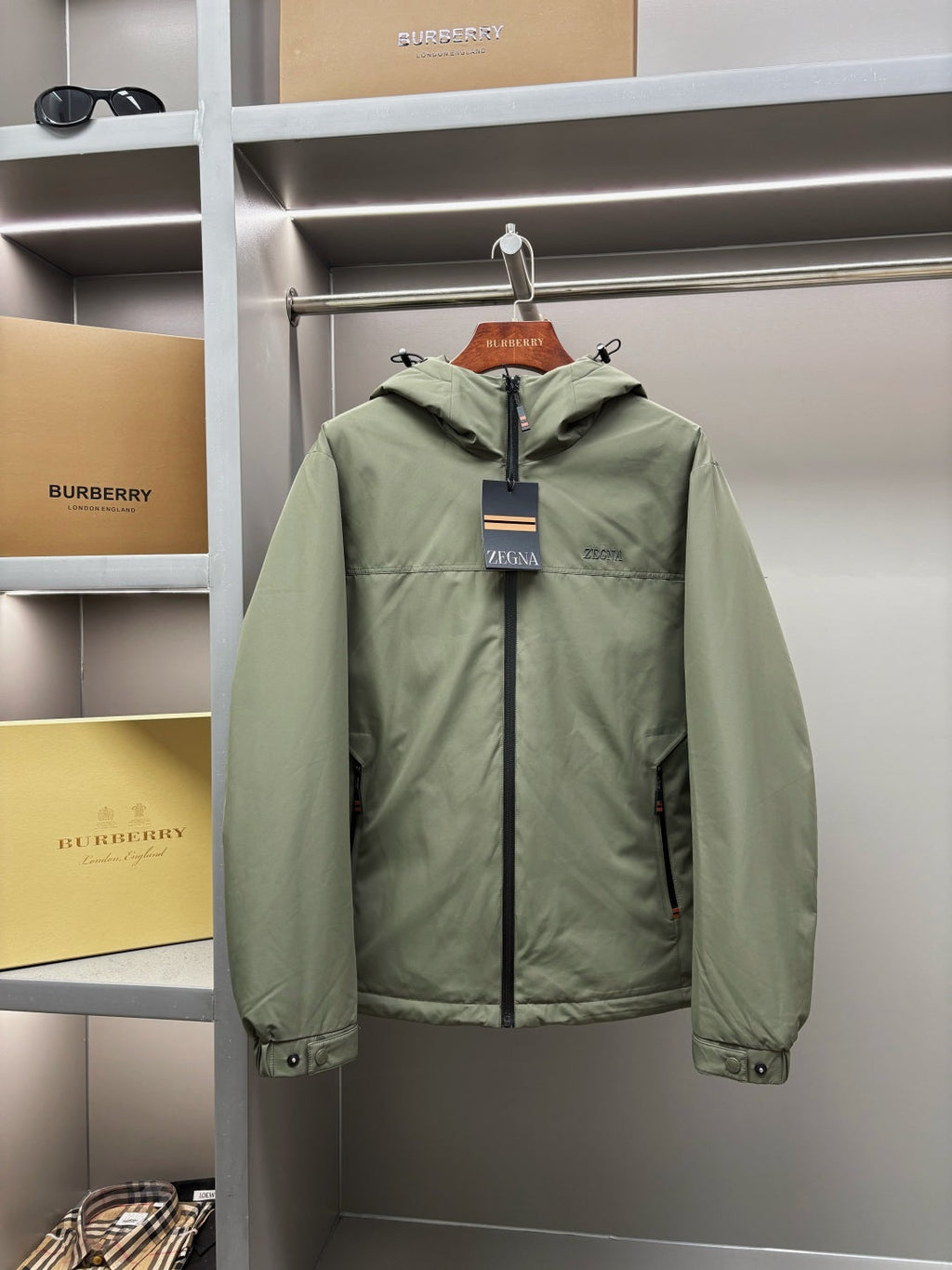 Zegna Letter Embroidered Down Jacket