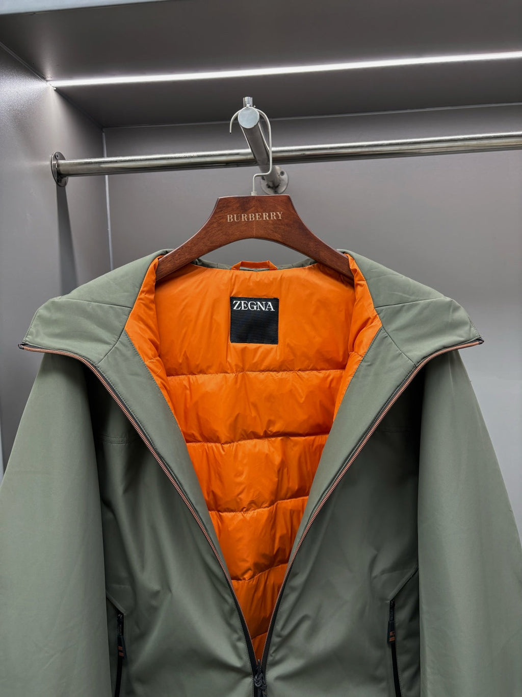 Zegna Letter Embroidered Down Jacket