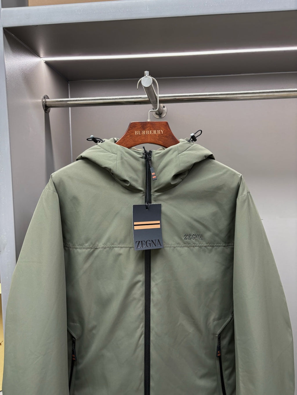 Zegna Letter Embroidered Down Jacket