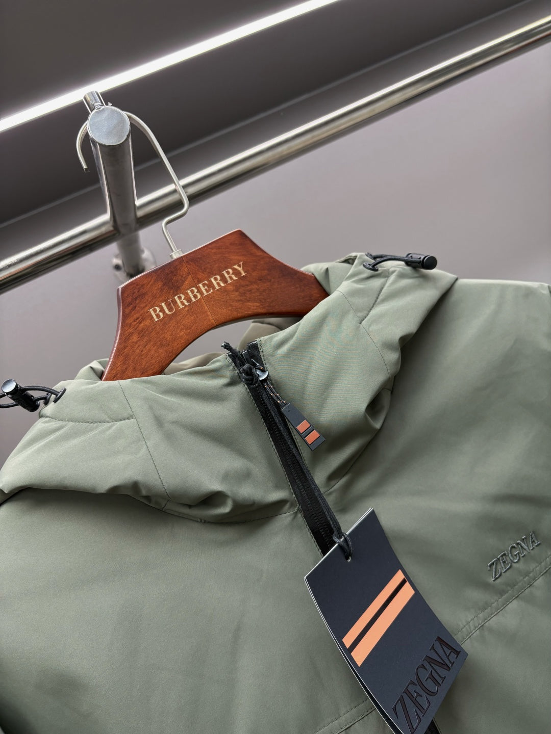 Zegna Letter Embroidered Down Jacket