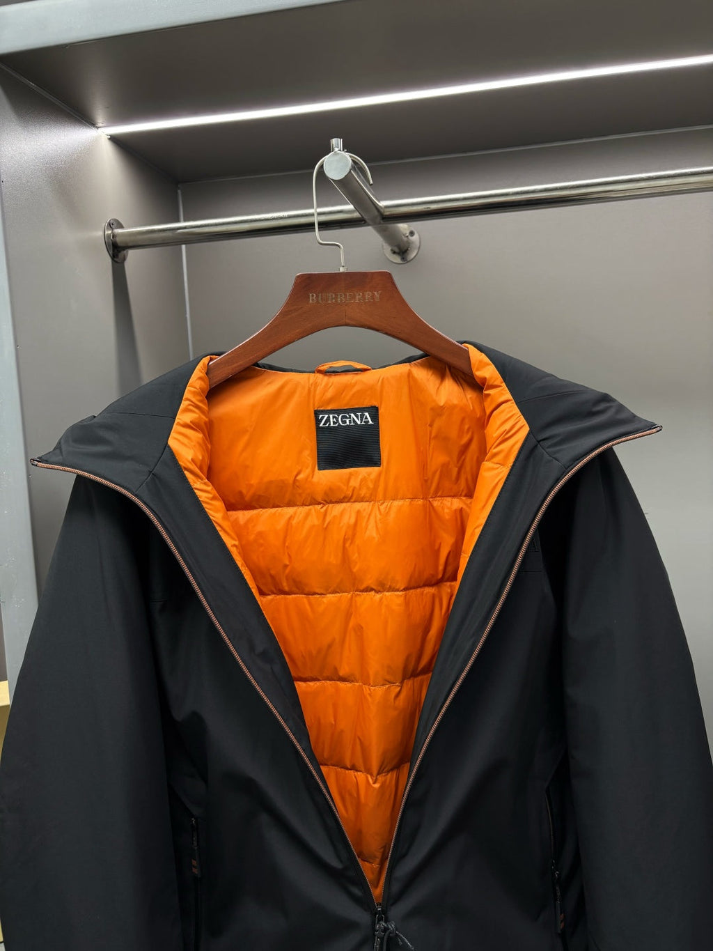 Zegna Letter Embroidered Down Jacket