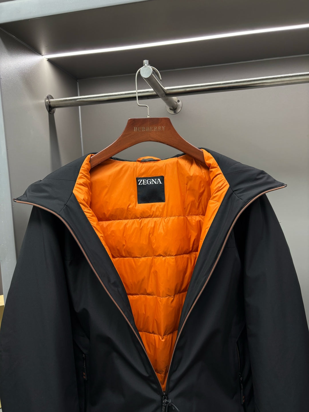Zegna Letter Embroidered Down Jacket