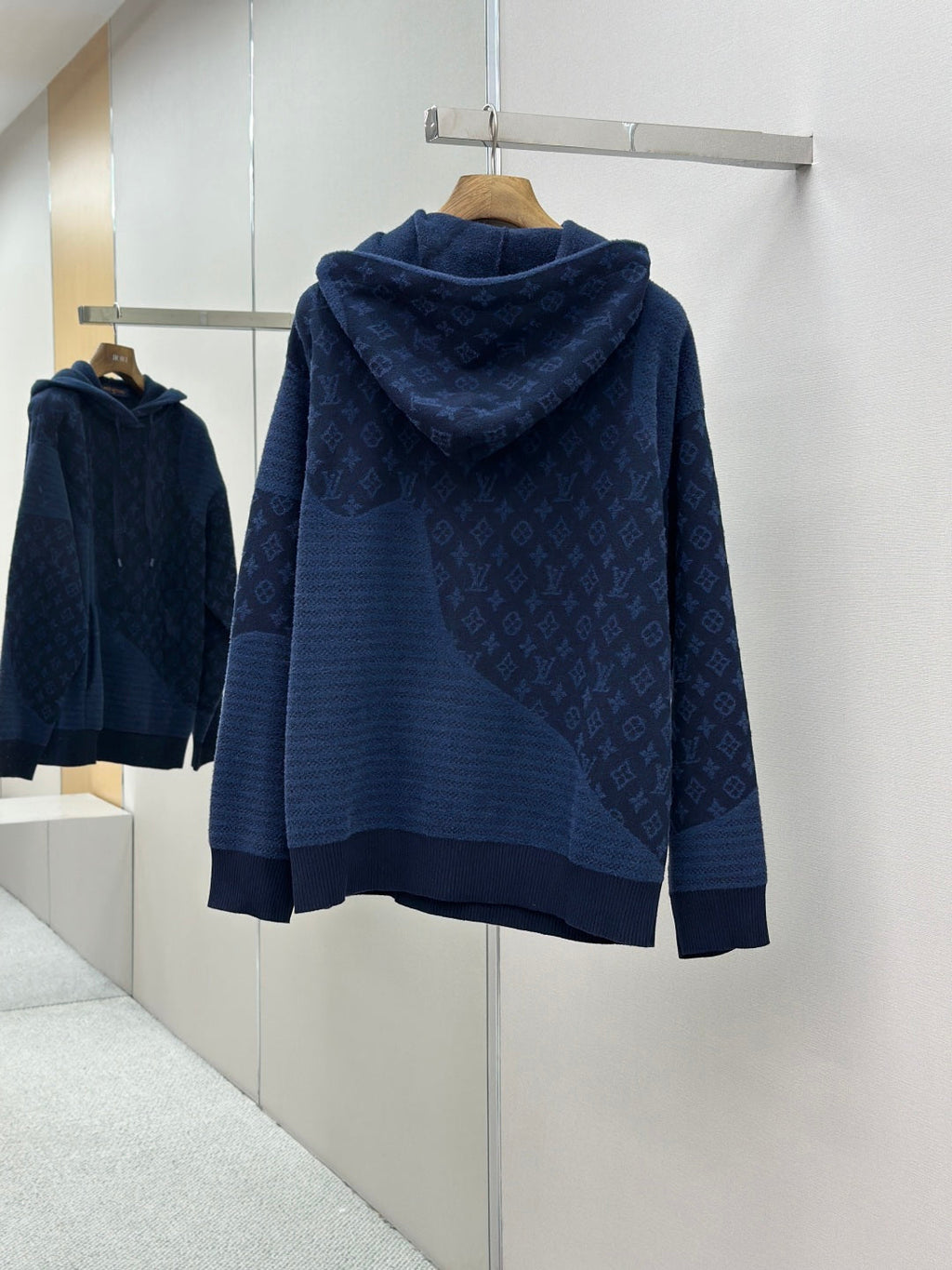 Louis Vuitton Monogram Jacquard Spliced Cashmere Hoodie