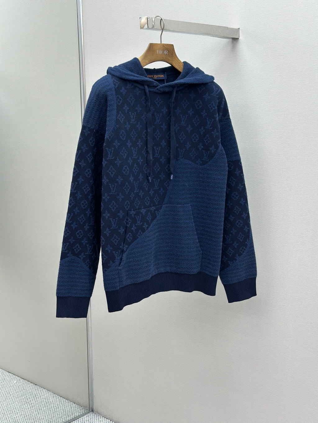 Louis Vuitton Monogram Jacquard Spliced Cashmere Hoodie